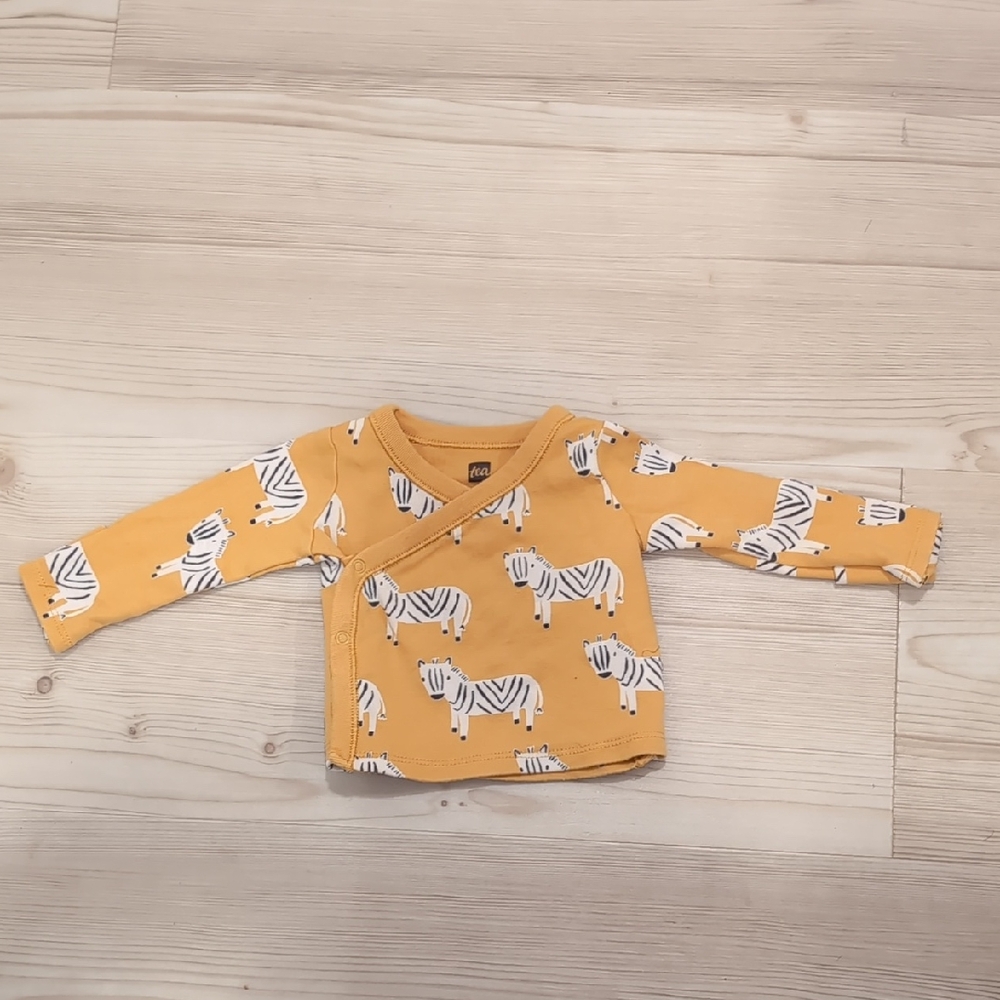 Tea Collection Mustard Zebra Print Long Sleeve Kids Tee